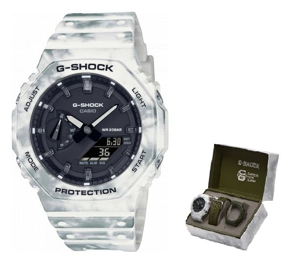 CASIO G-SHOCK Mod. OAK - ALPINE CAMO SERIE Special Edt. SNOW CAMOUFLAGE + Extra Case & Strap **SPECIAL OFFER***: Orologio da polso Uomo | STORE ITALIA | Spedizione gratis